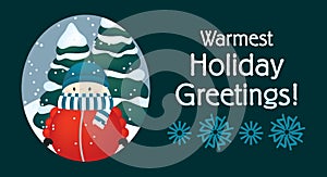 Warmest Holiday Greetings - Cold Little Boy in Snow