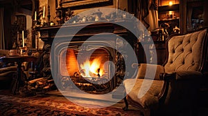 warmth blurred fireplace interior