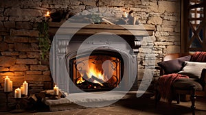 warmth fireplace isolated