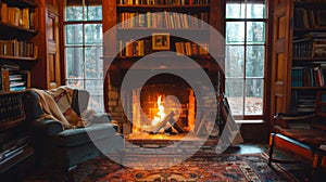 The warmth of the fireplace makes it the ideal spot to escape to on a chilly day and get lost in a good book. 2d flat