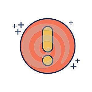 Warn icon vector illustration glyph style design with color and plus sign.