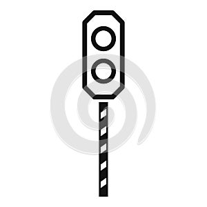 Warn lights on railway crossing icon simple vector. Object warn photo