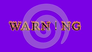 warn!ng fire text effect violet background