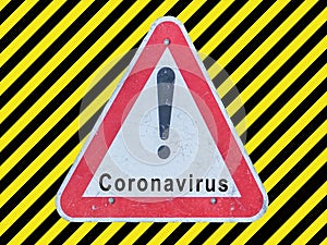 Warn Sign Coronavirus Alarm Symbol background in german