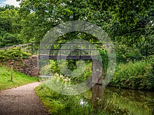 Warnicombe Bridge and towpath on The Grand Western Canal, Tiverton, Devon.