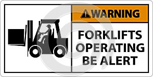 Warning 2-Way Forklifts Operating Sign On White Background