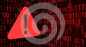 Warning Alert Cybersecurity Breach Digital Error Binary Code Data Security Problem