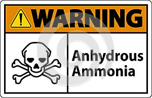 Warning Anhydrous Ammonia Sign On White Background