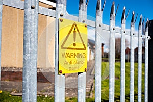 Warning - Anti Climb Paint