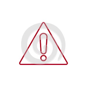 Warning attention line icon, outline vector sign, linear style pictogram isolated on white. Exclamation mark triangle symbol, logo