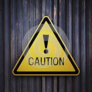 Warning background with metal texture, black yellow caution sign vector