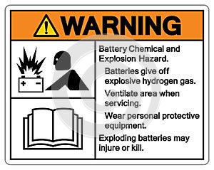 Warning Battery Chemical and Explosion Hazard Symbol Sign ,Vector Illustration, Isolate On White Background Label. EPS10