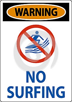 Warning Beach Safety Sign No Surfing