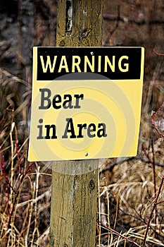 Warning Bear in Area sign