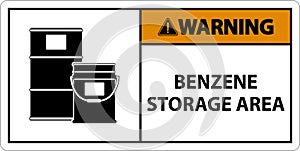 Warning Benzene Storage Area Sign On White Background