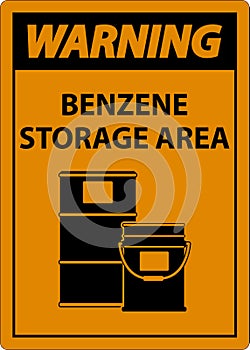 Warning Benzene Storage Area Sign On White Background