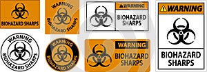 Warning Biohazard Label, Biohazard Sharps