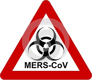 Warning biohazard sign with MERS-CoV text