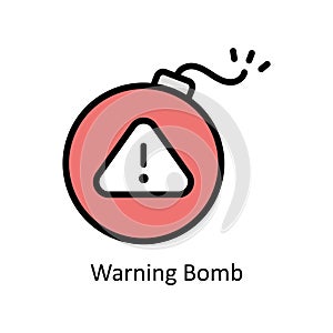 Warning Bomb vector Filled outline icon style illustration. EPS 10 File