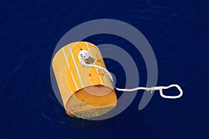 Warning buoy off the coast of Maine against a foggy background, Buoy on the sea for support supply boat.