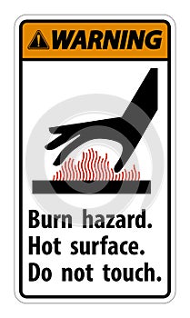 Warning Burn hazard,Hot surface,Do not touch Symbol Sign Isolate on White Background,Vector Illustration