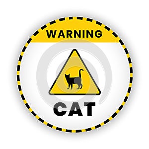 Warning of cat sign, banner, symbol on yellow background. vector banner for warning