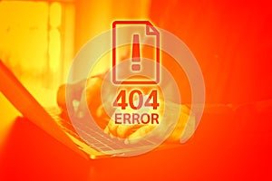 Warning caution 404 page not found error system warning on problem computer network or firewall protection for cyber threat attack