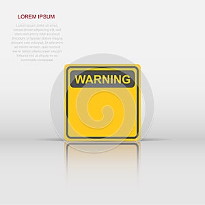 Warning, caution sign icon in flat style. Danger alarm vector illustration on white isolated background. Alert risk business