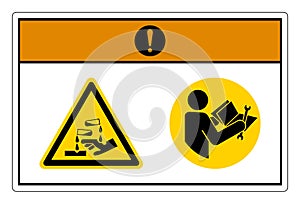 Warning Chemical Hazard Read Technical Manual Before Servicing Symbol Sign On White Background