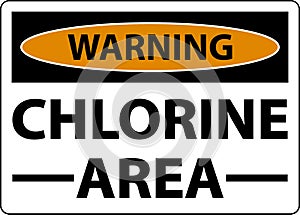 Warning Chlorine Area Sign On White Background