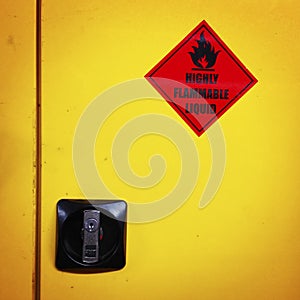 Warning colours of a dangerous liquids cabinet