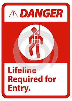 Warning Confined Space Sign Lifeline Required For Entry photo