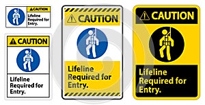 Warning Confined Space Sign Lifeline Required For Entry