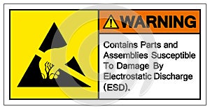 Warning Contains Parts and Assemblies SusceptibleTo Damage By Electrostatic Discharge ESD. Symbol Sign, Vector Illustration,