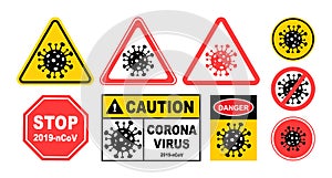 Warning corona virus sign , Corona virus danger and public health risk disease and covid-19 outbreak. Pandemic medical