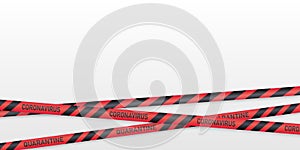 Warning coronavirus banner with red black stripes