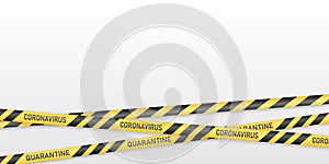 Warning coronavirus banner with yellow and black stripes