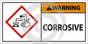 Warning Corrosive GHS Sign On White Background