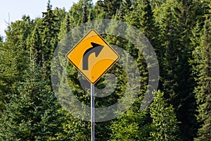 Warning for a curve to the right sign