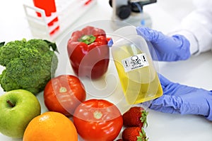 Warning, danger sample at food, genetics modified