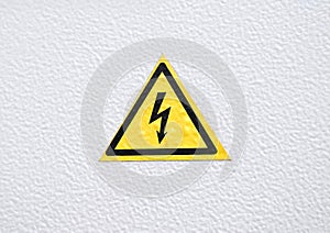 Warning Danger sign on metal