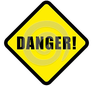 Warning danger sign, rectangle and triangle frame black and yellow color background