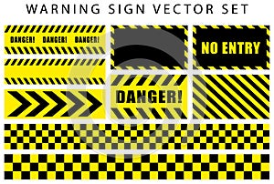 Warning danger sign, rectangle and triangle frame yellow and black color background