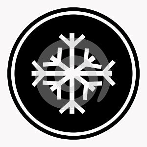 Warning and danger sign of snow attention symbol black circle