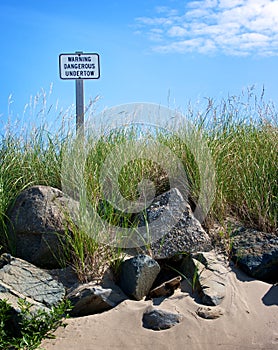 Warning Dangerous Undertow Sign photo