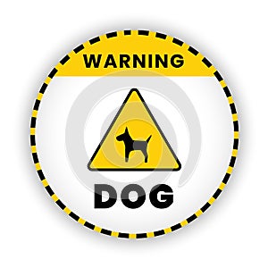 Warning of Dogs sign, banner, symbol on yellow background. vector banner for warning