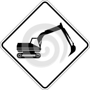 Warning excavator sign