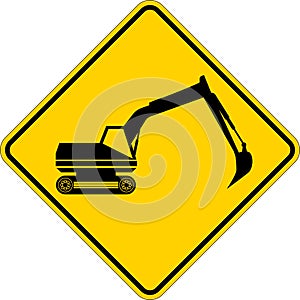 Warning excavator sign