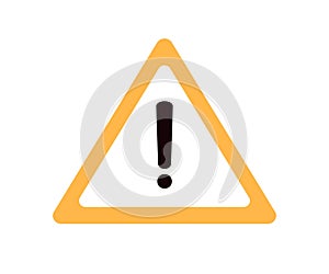 Warning exclamation mark, triangle sign. Beware of danger, security and risk symbol. Caution, attention, alert and photo