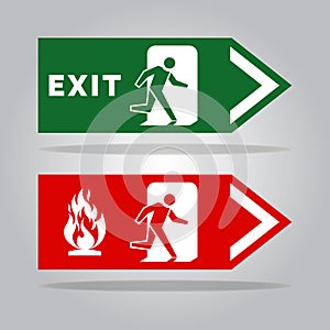 Warning exit for fire emergency sign and symbol graphic design vector illustration